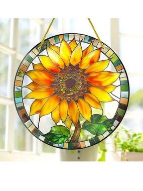 Sunflower Suncatcher Hanging Window Decor Art Flower Colorful In/Outdoor Bright